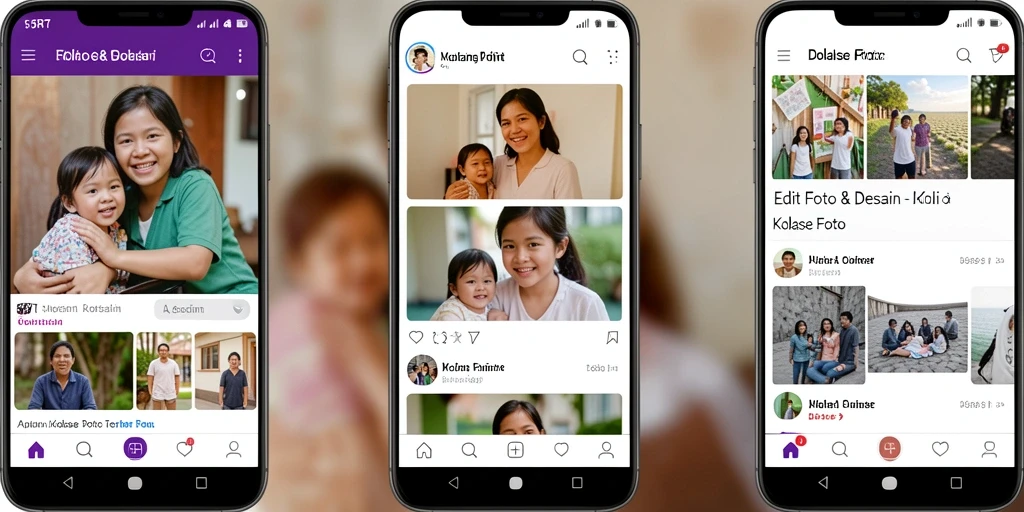 Screenshot aplikasi 5RT menampilkan berbagai pilihan kolase foto yang menarik.