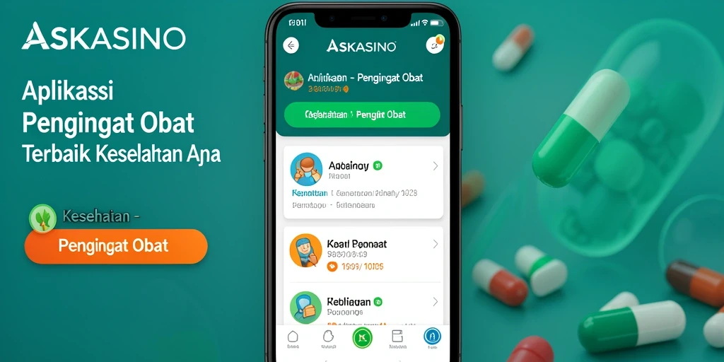 Antarmuka ASKASINO dengan fitur Pengingat Obat yang intuitif.
