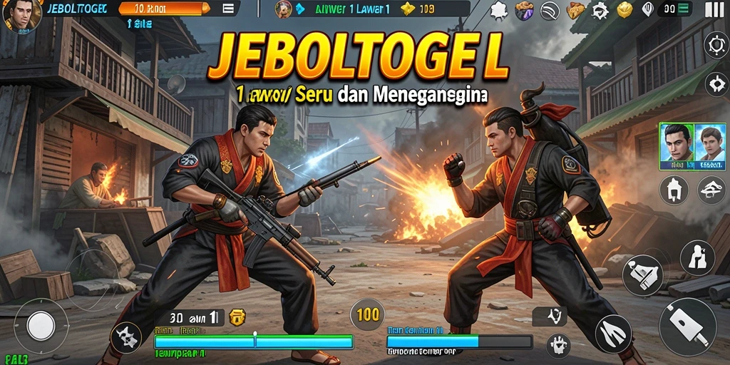 Antarmuka pertempuran JEBOLTOGEL yang menegangkan dan interaktif.