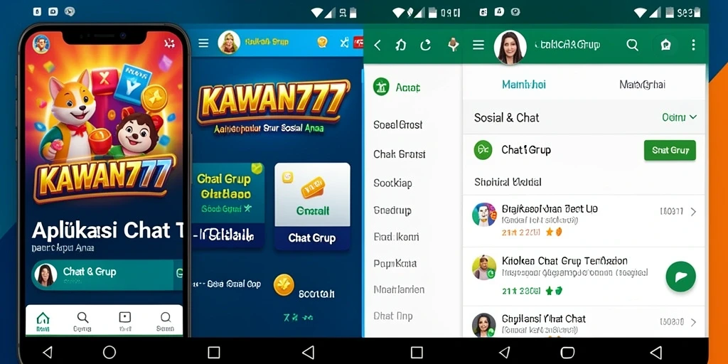 Antarmuka KAWAN777 menunjukkan fitur Chat Grup yang interaktif.